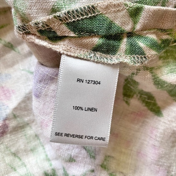 John Mark Linen Cream Blouse with Pink Floral Print Blouse‎ - Picture 7 of 11